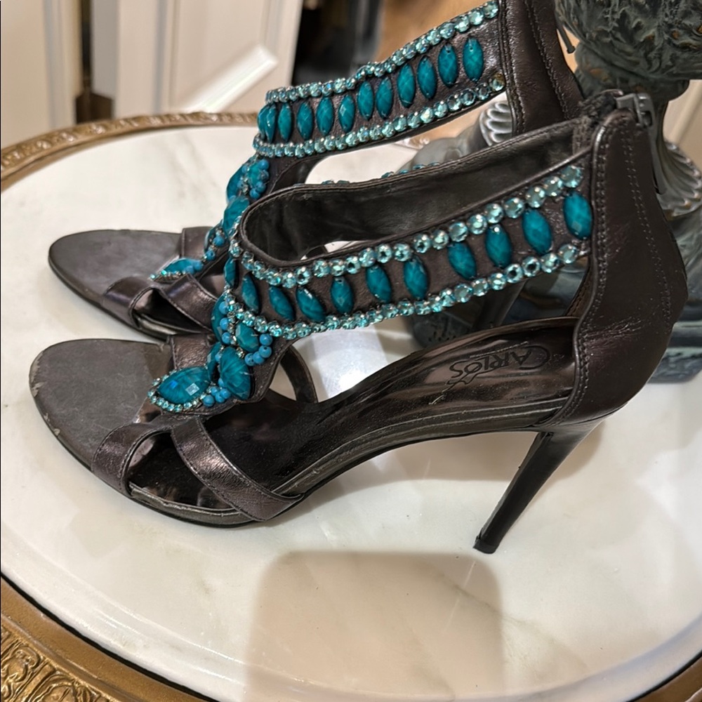 Carlos by Carlos Santana Blue and Black Heels with Turquoise Accents